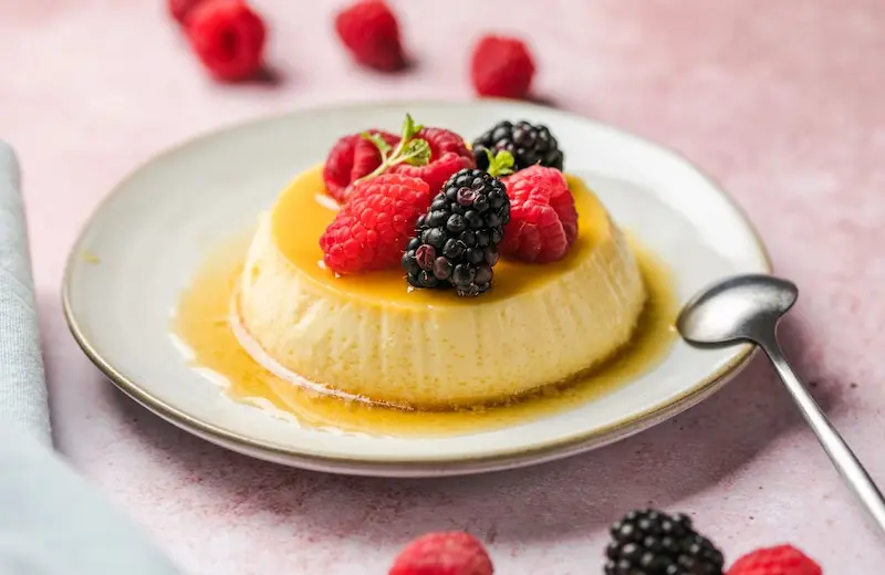 Flan con arandanos