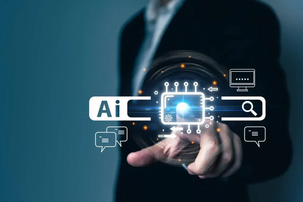 persona señalando a la pantalla sobre la inteligencia artificial